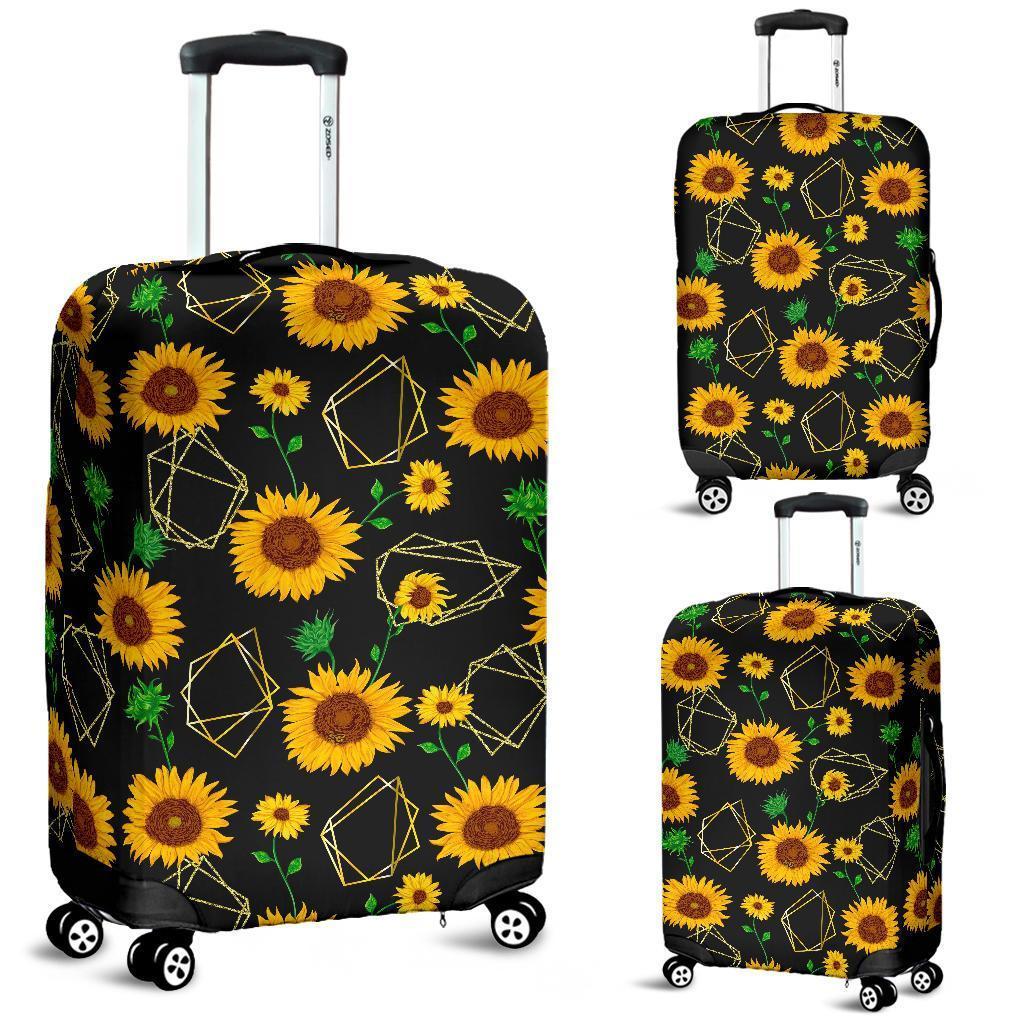 Sunflower Polygonal Pattern Print Luggage Cover GearFrost