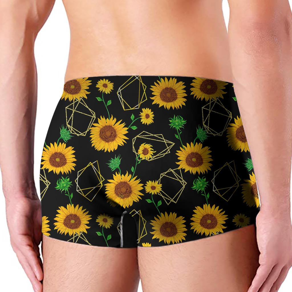 Sunflower Polygonal Pattern Print Men's Boxer Briefs