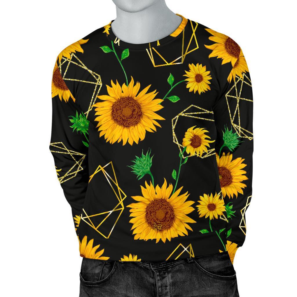 Sunflower Polygonal Pattern Print Men's Crewneck Sweatshirt GearFrost