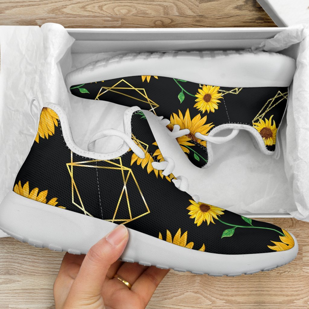 Sunflower Polygonal Pattern Print Mesh Knit Shoes GearFrost