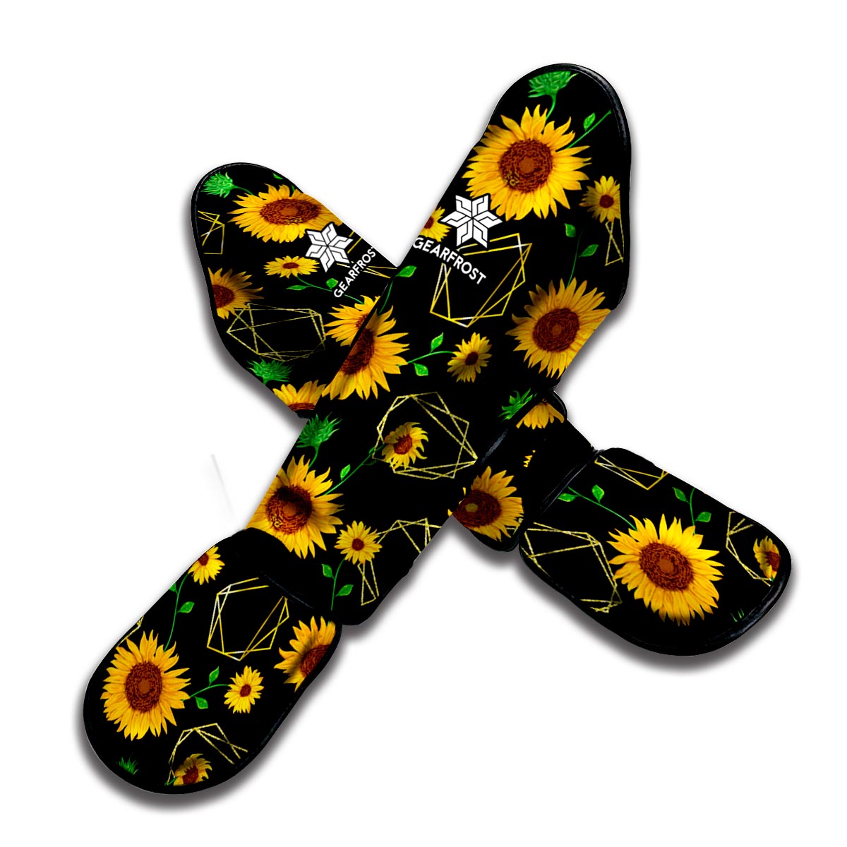 Sunflower Polygonal Pattern Print Muay Thai Shin Guard