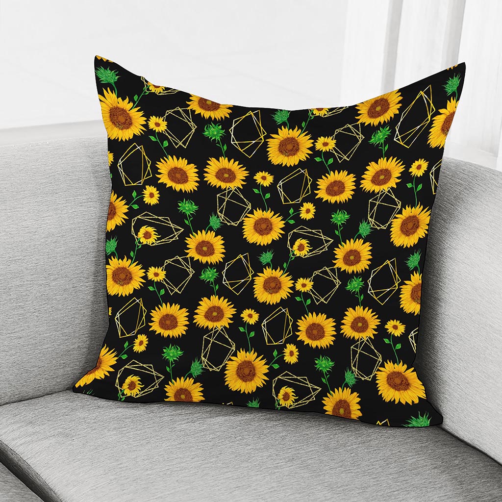 Sunflower Polygonal Pattern Print Pillow Cover