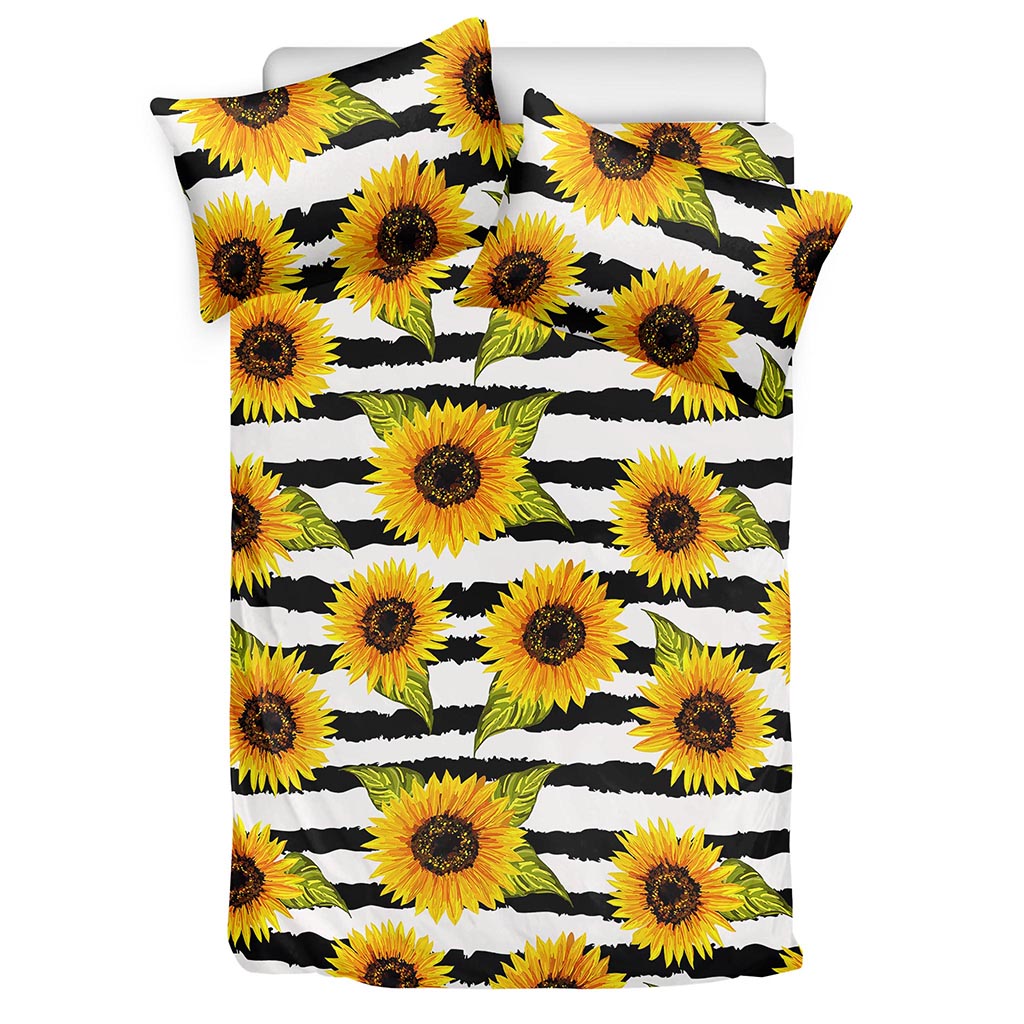 Sunflower Striped Pattern Print Duvet Cover Bedding Set