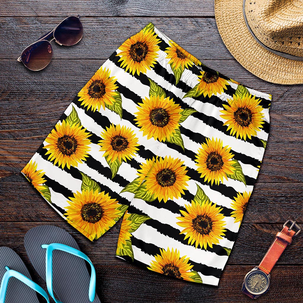 Sunflower Striped Pattern Print Men's Shorts