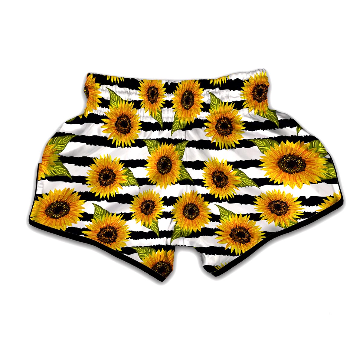 Sunflower Striped Pattern Print Muay Thai Boxing Shorts
