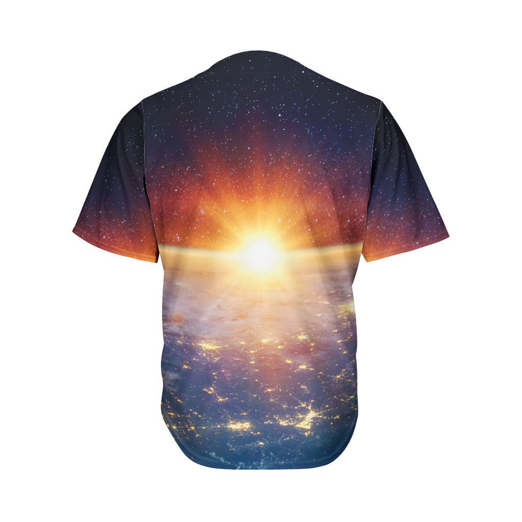 Sunrise Earth Print Men's Baseball Jersey