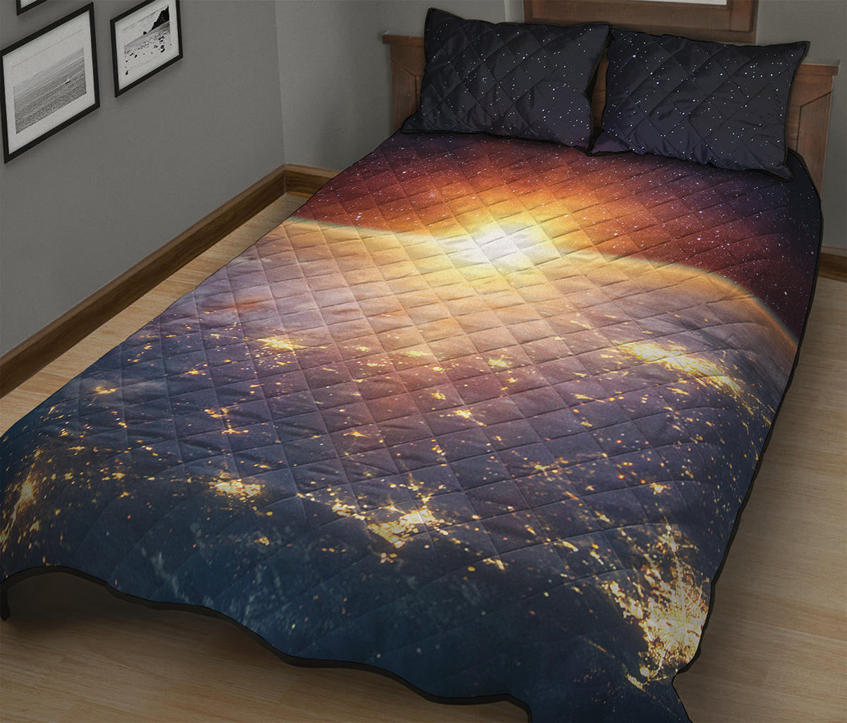 Sunrise Earth Print Quilt Bed Set