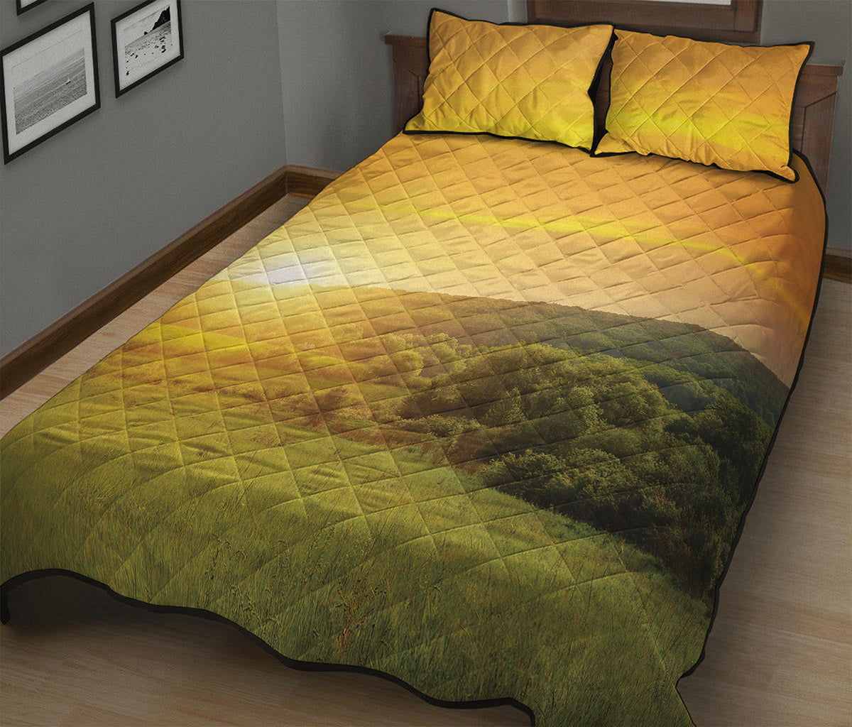 Sunrise Field Print Quilt Bed Set