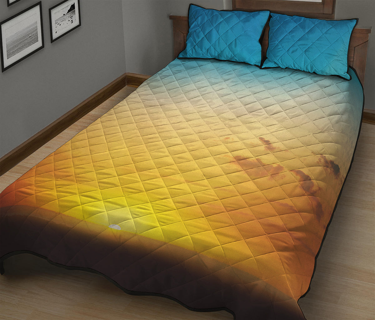 Sunrise Horizon Print Quilt Bed Set