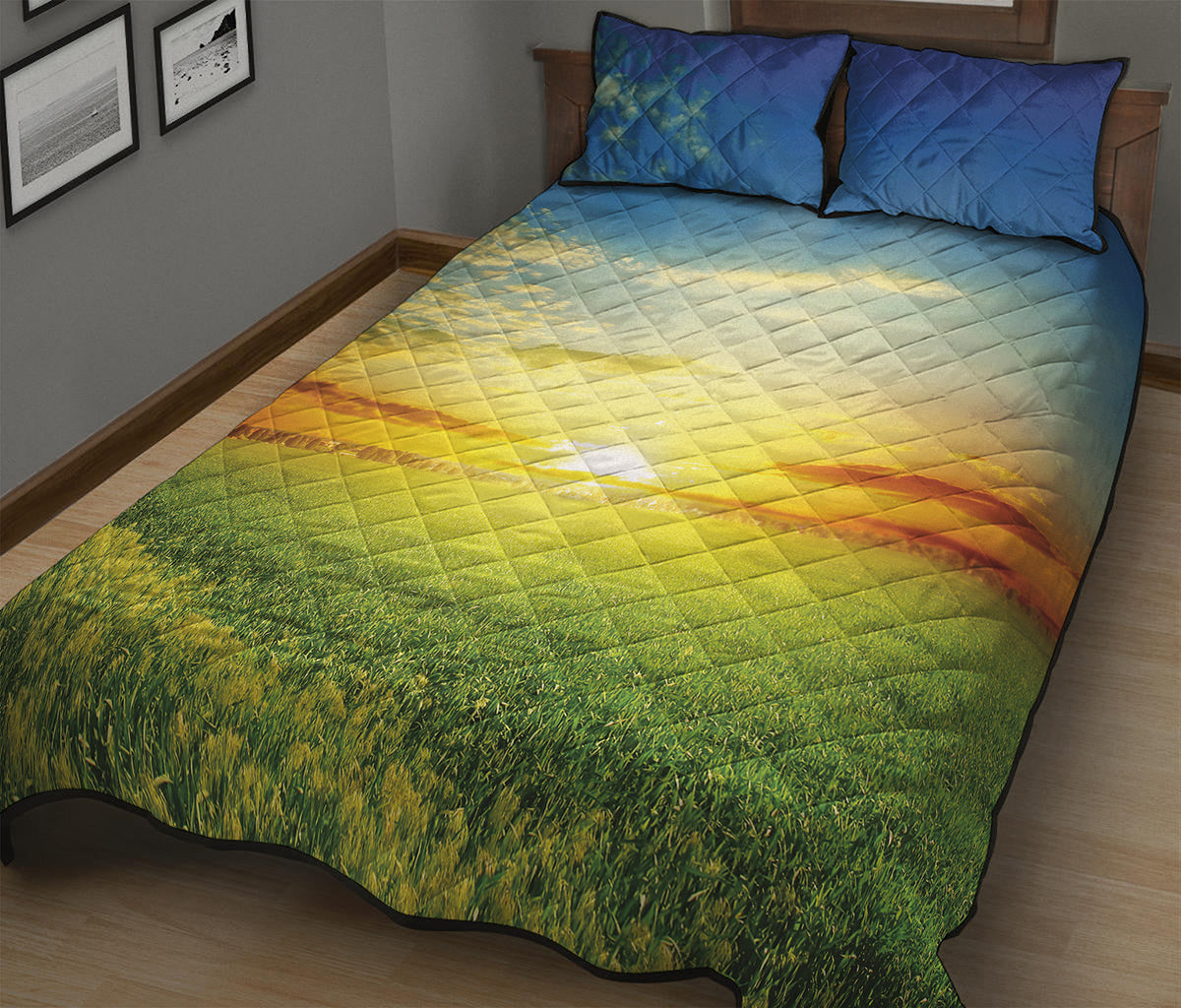 Sunrise Meadow Print Quilt Bed Set