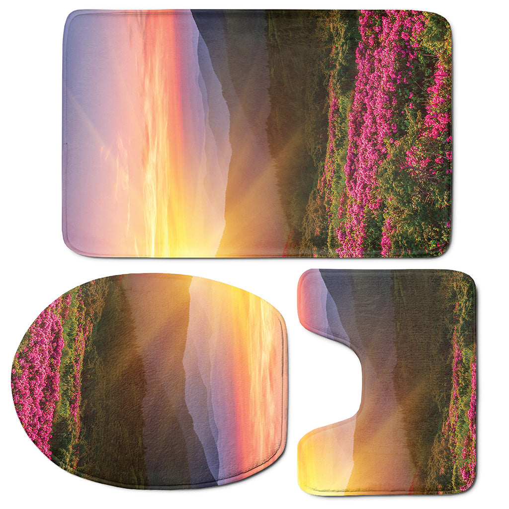 Sunrise Mountain Print 3 Piece Bath Mat Set