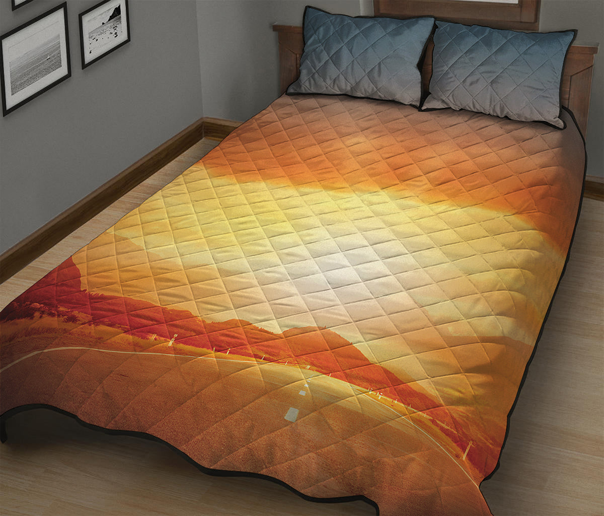 Sunrise Road Print Quilt Bed Set