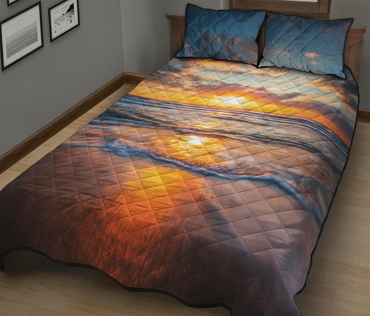 Sunrise Wave Print Quilt Bed Set