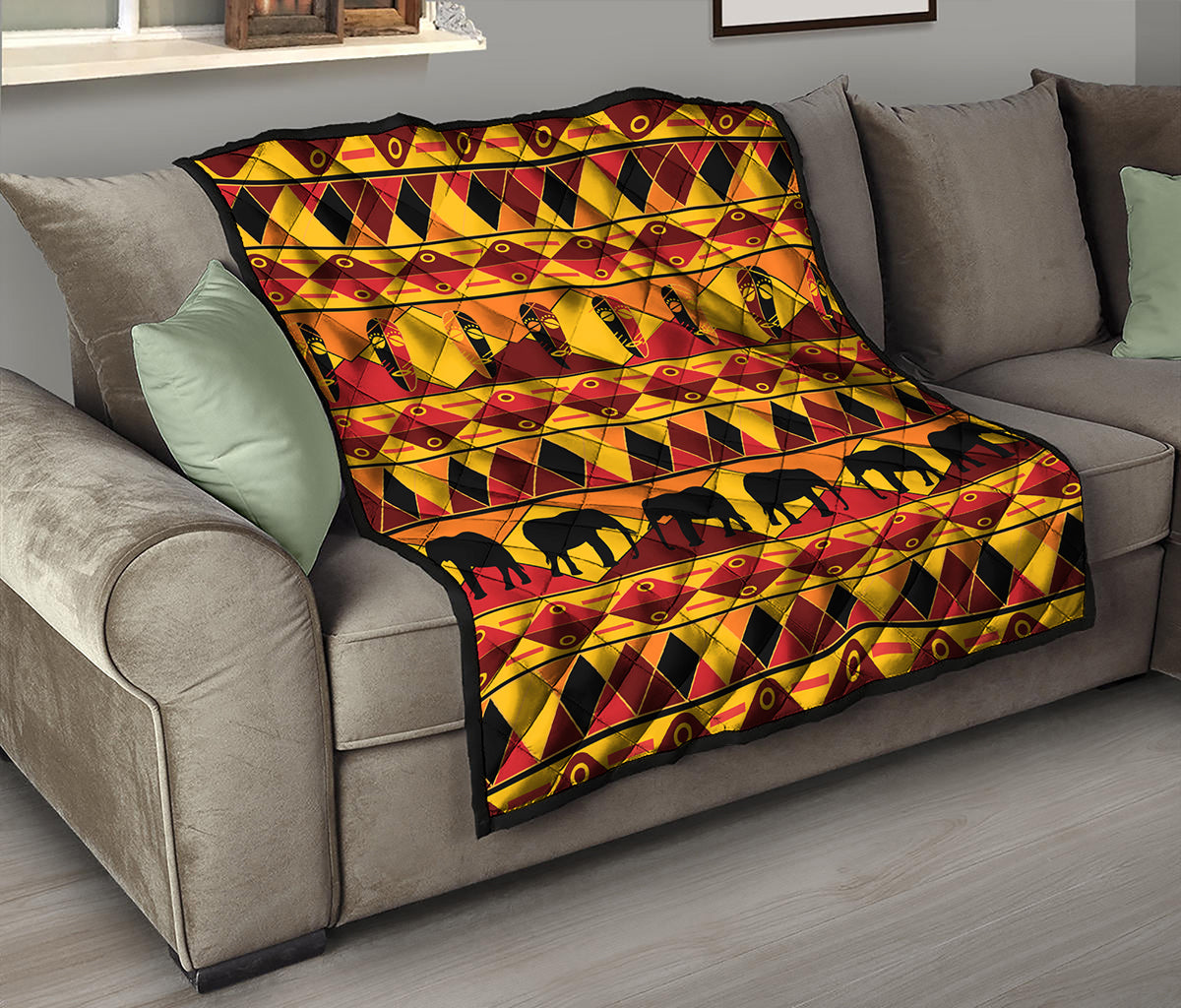 Sunset African Tribal Pattern Print Quilt