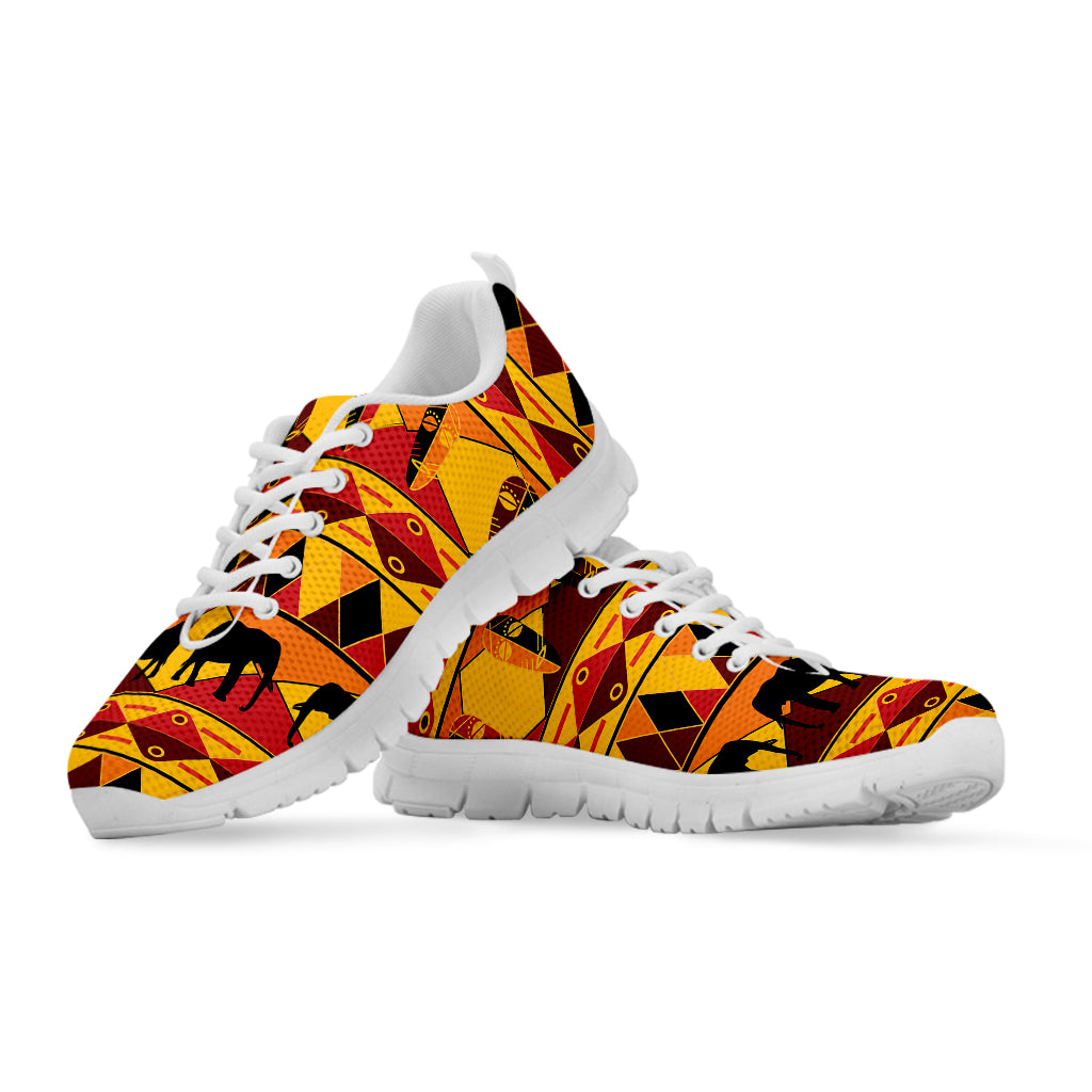 Sunset African Tribal Pattern Print White Sneakers