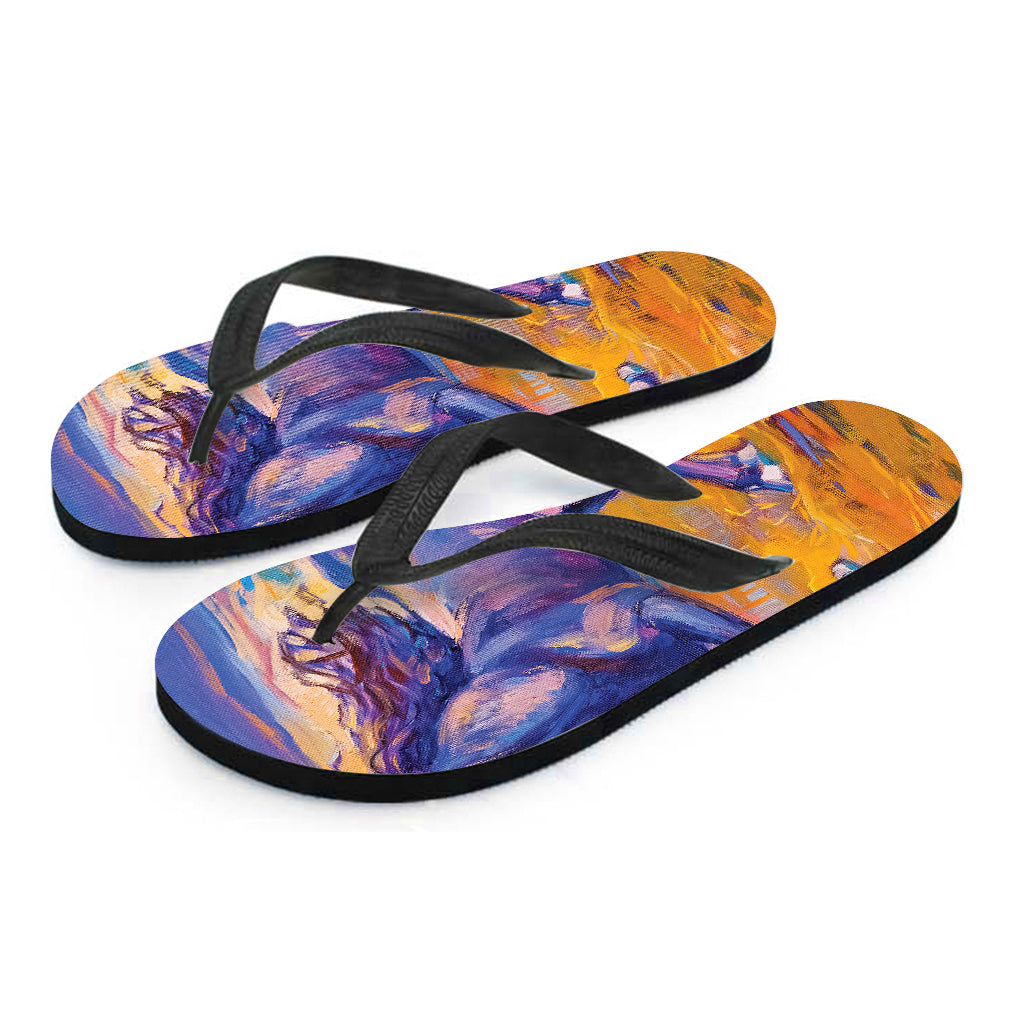Sunset Horse Painting Print Flip Flops