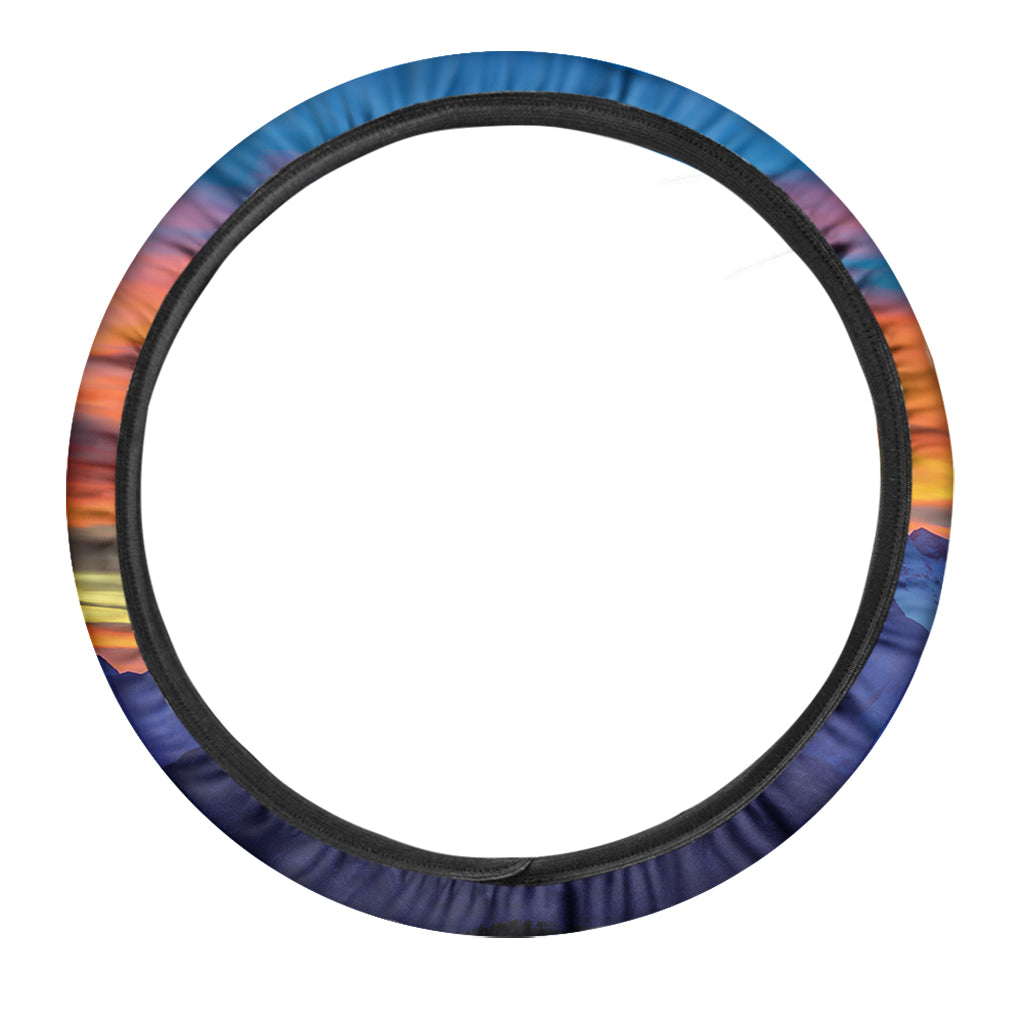 Sunset Mountain Print Car Steering Wheel Cover
