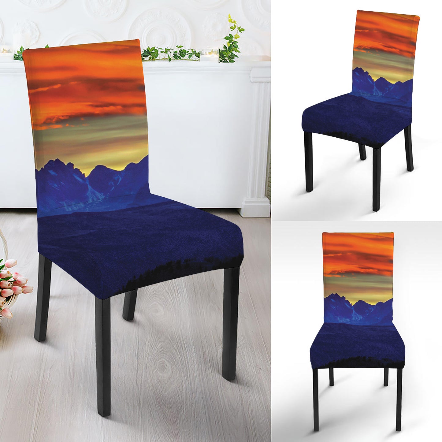 Sunset Mountain Print Dining Chair Slipcover