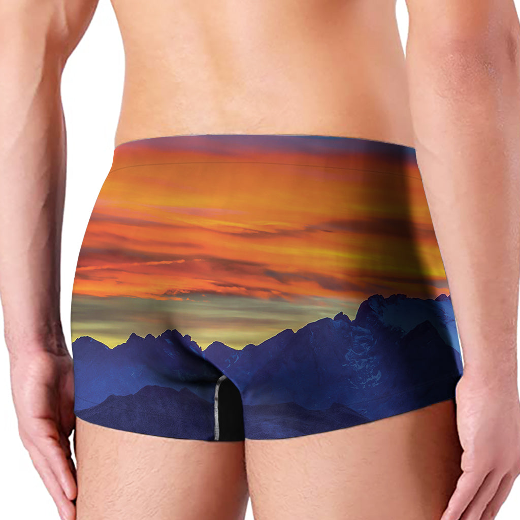 Sunset Mountain Print Men's Boxer Briefs