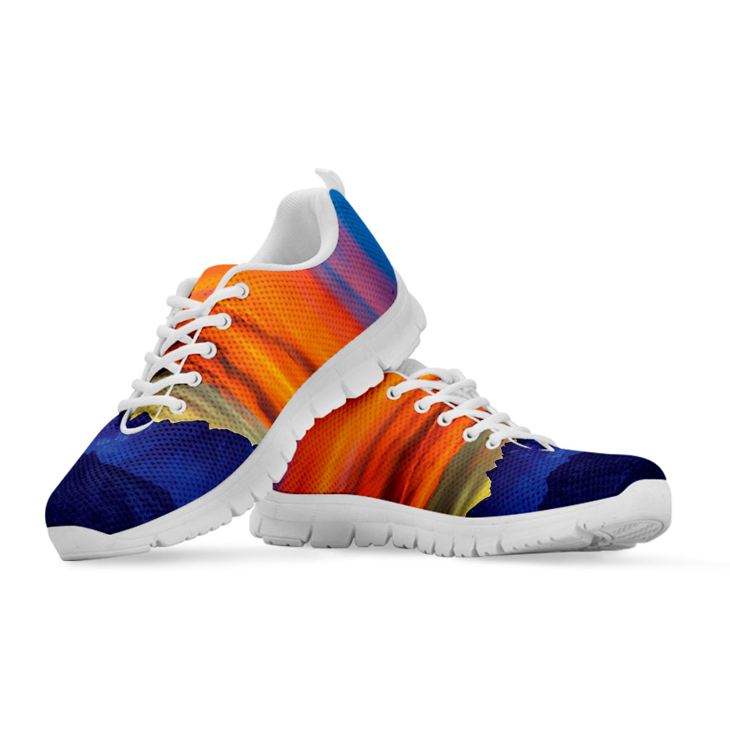 Sunset Mountain Print White Sneakers