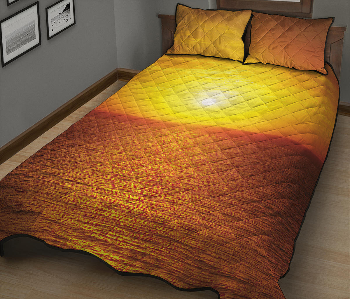 Sunset Over Sea Print Quilt Bed Set