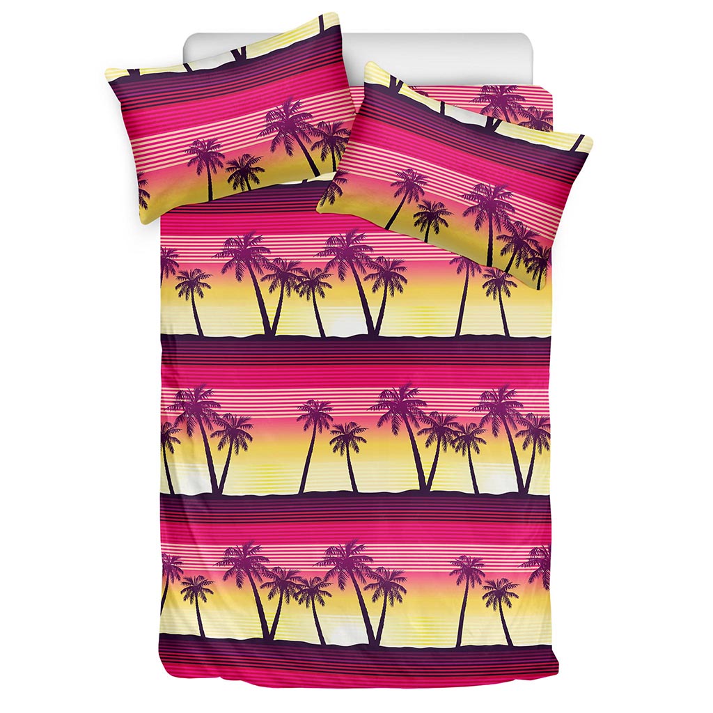 Sunset Palm Tree Pattern Print Duvet Cover Bedding Set