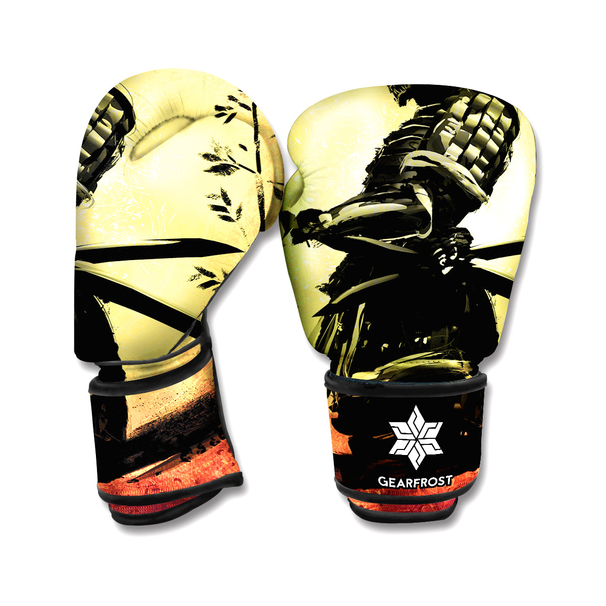 Sunset Samurai Warrior Print Boxing Gloves