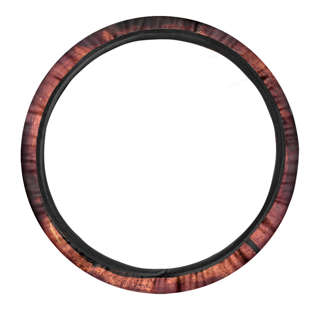Sunset Samurai Warrior Print Car Steering Wheel Cover