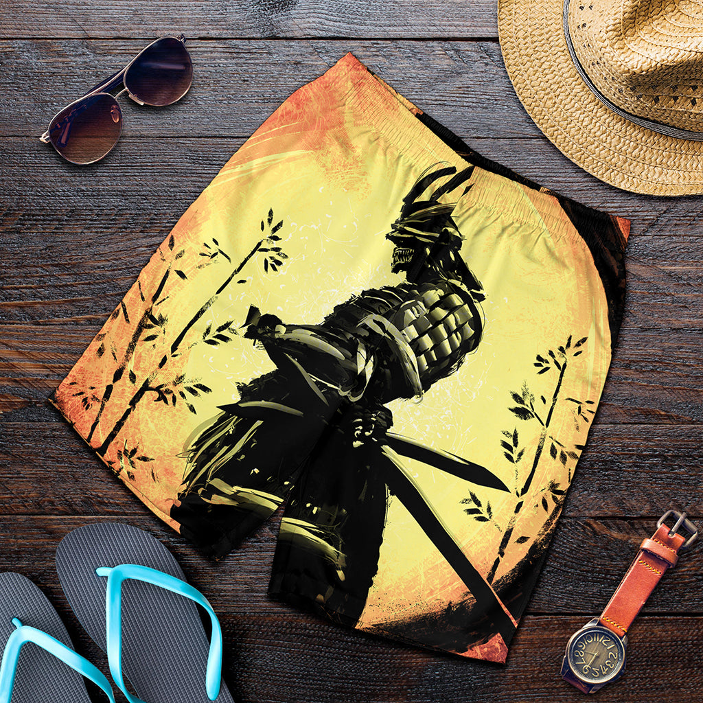 Sunset Samurai Warrior Print Men's Shorts
