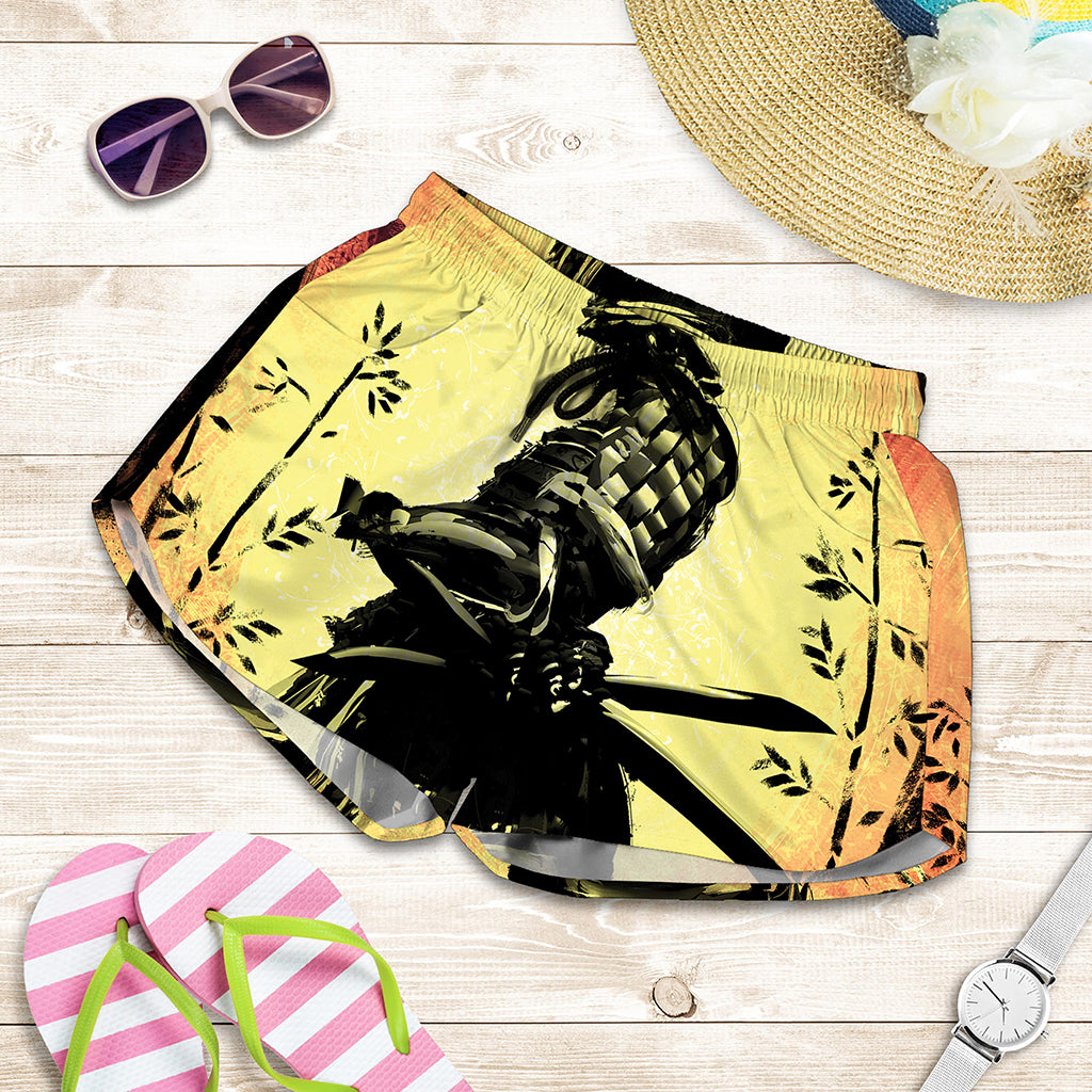 Sunset Samurai Warrior Print Women's Shorts