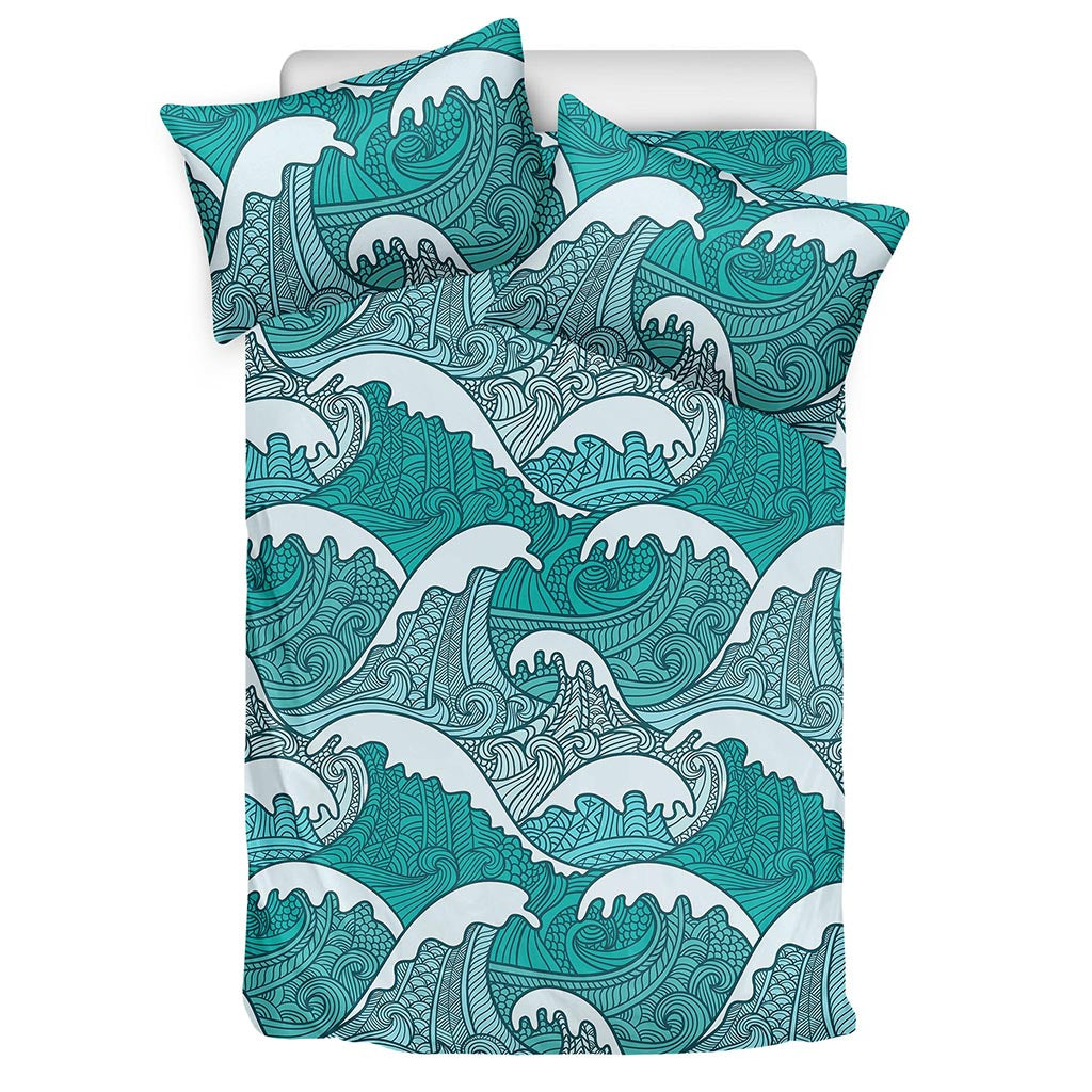 Surfing Wave Pattern Print Duvet Cover Bedding Set