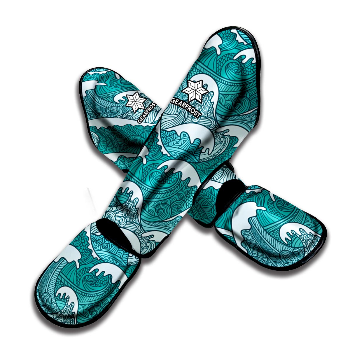 Surfing Wave Pattern Print Muay Thai Shin Guard