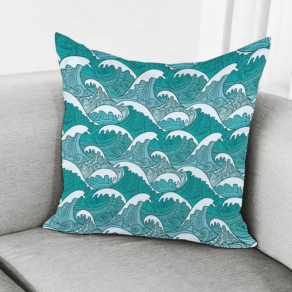 Surfing Wave Pattern Print Pillow Cover