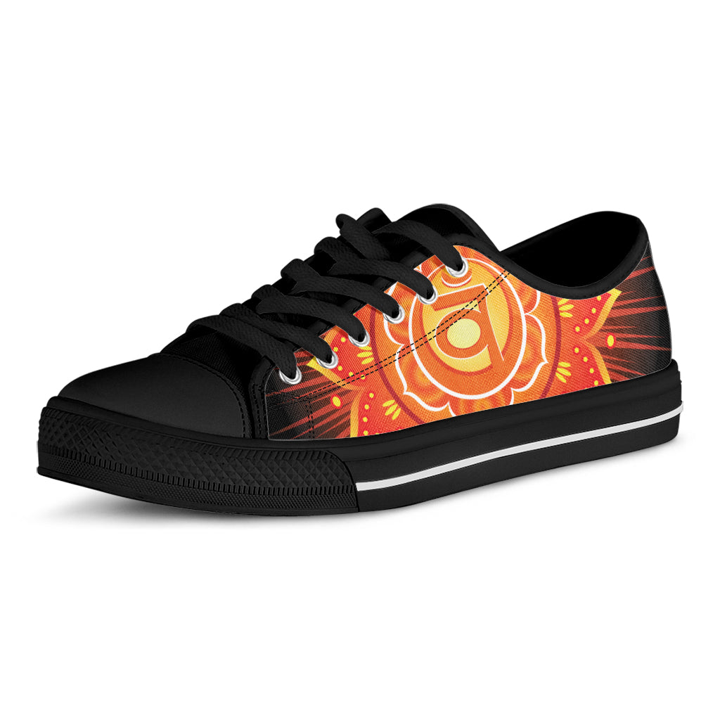 Swadhisthana Chakra Mandala Print Black Low Top Shoes