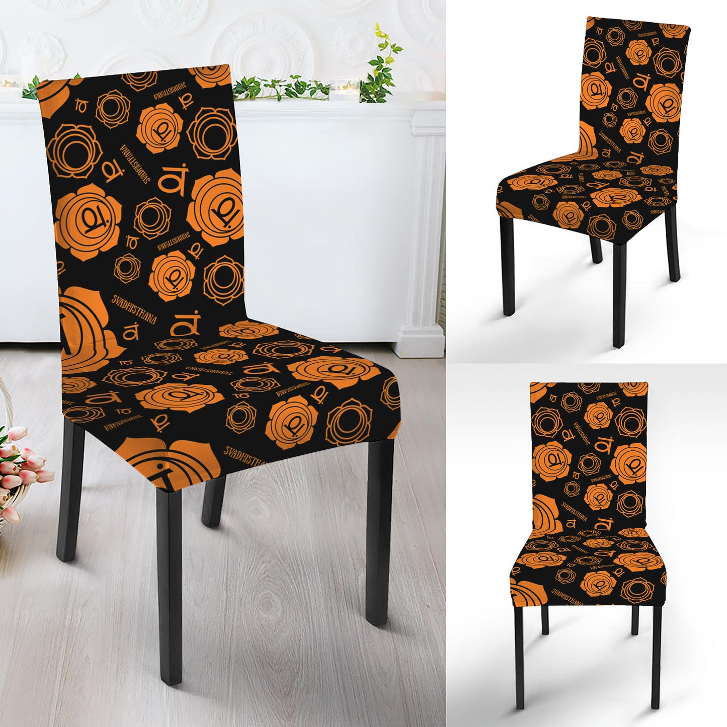 Swadhisthana Chakra Pattern Print Dining Chair Slipcover