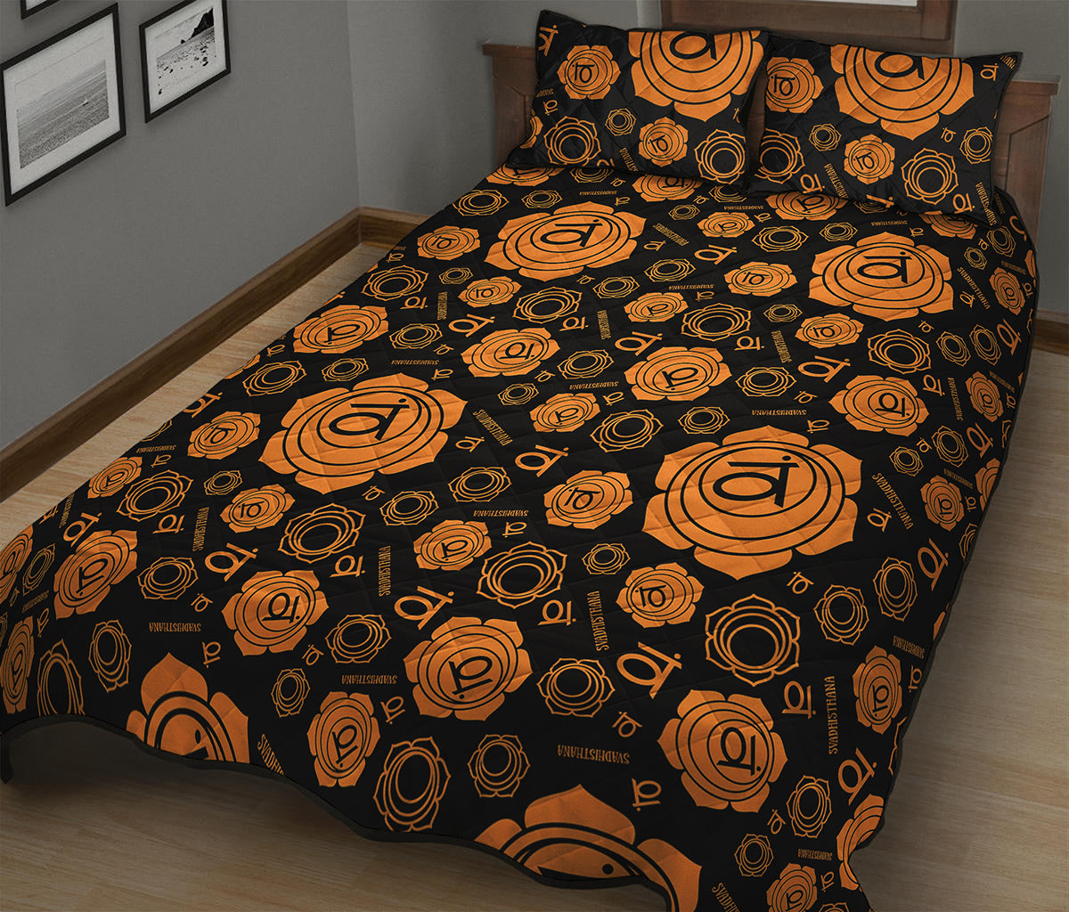 Swadhisthana Chakra Pattern Print Quilt Bed Set