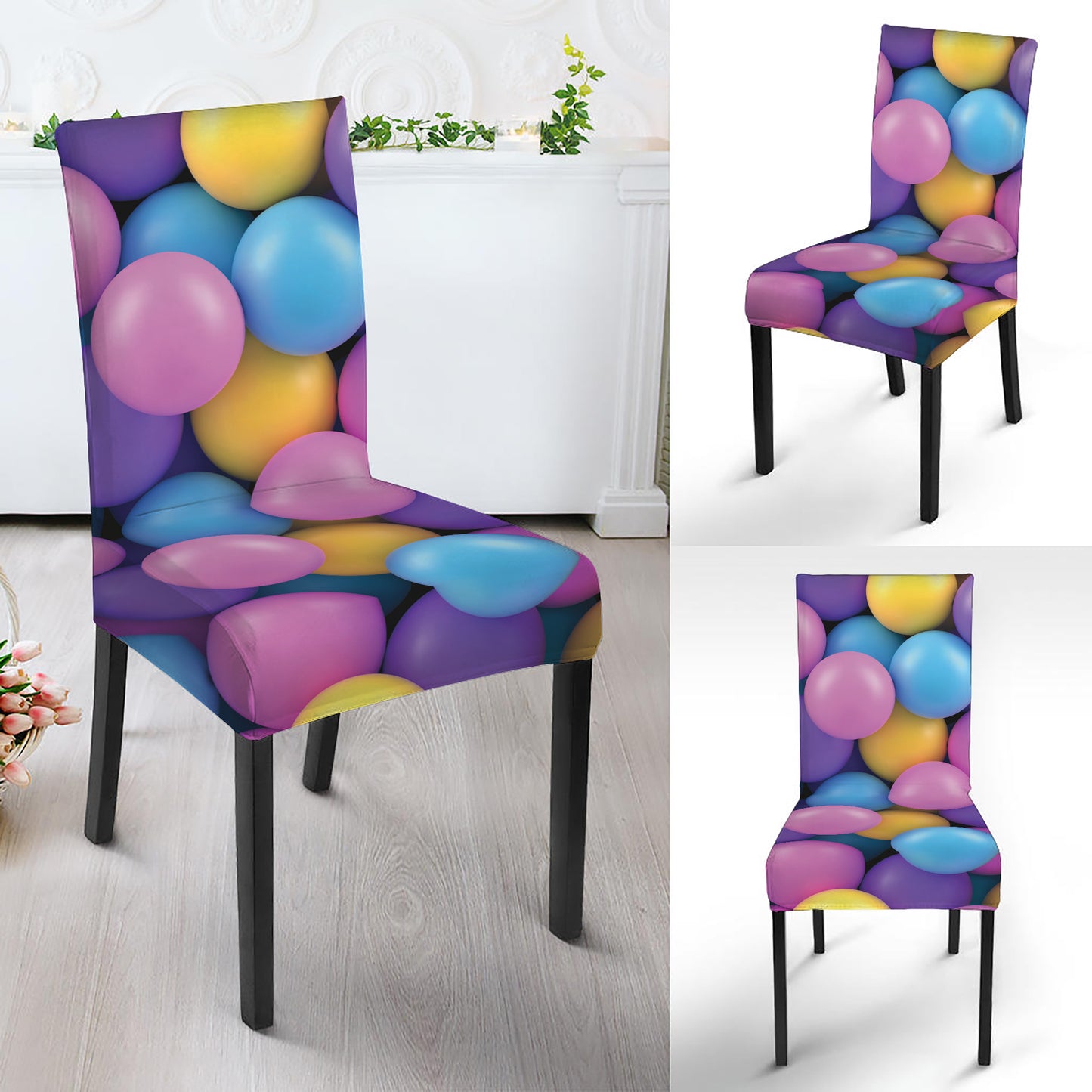 Sweet Candy Ball Pattern Print Dining Chair Slipcover