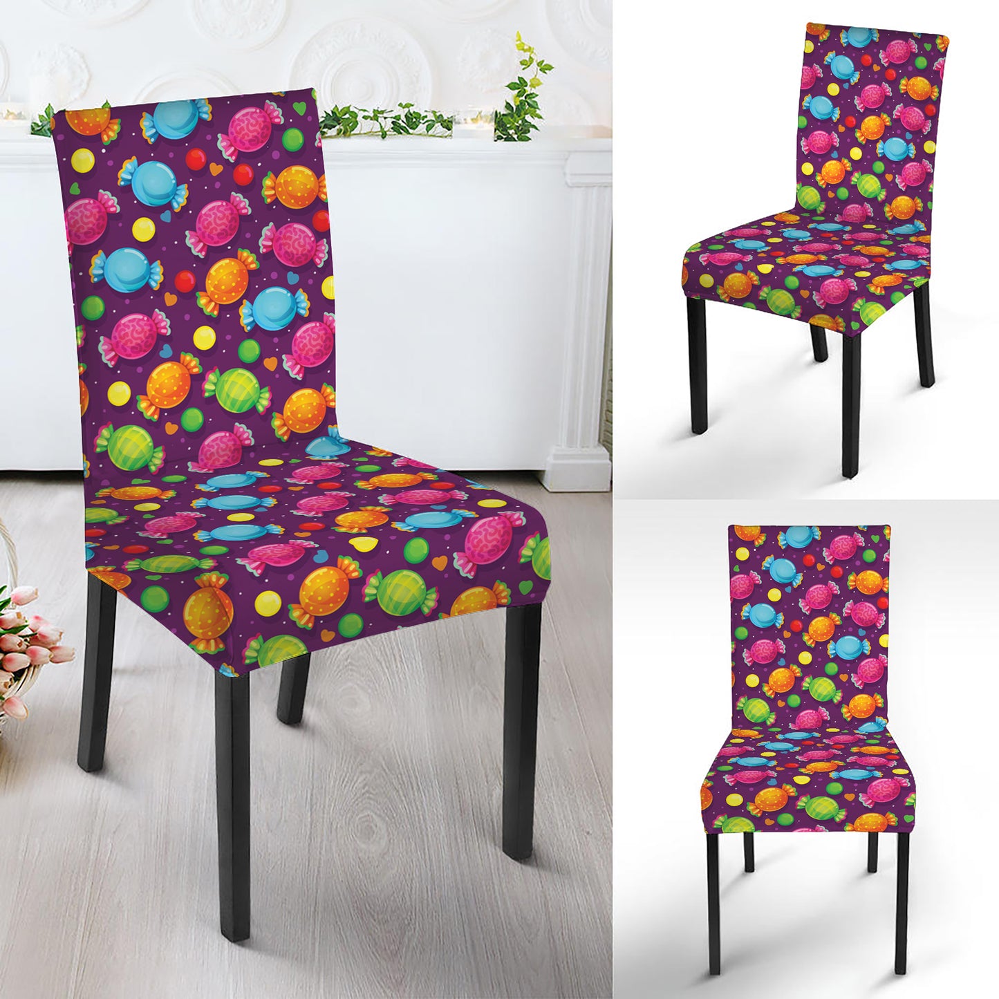 Sweet Candy Pattern Print Dining Chair Slipcover