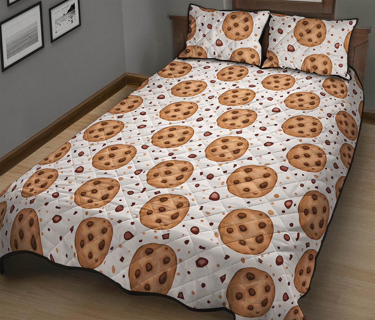 Sweet Cookie Pattern Print Quilt Bed Set