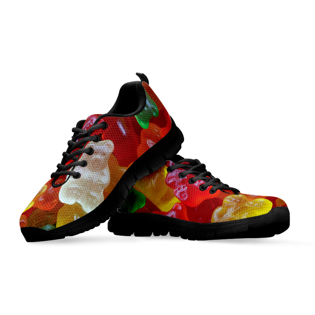 Sweet Gummy Bear Print Black Sneakers