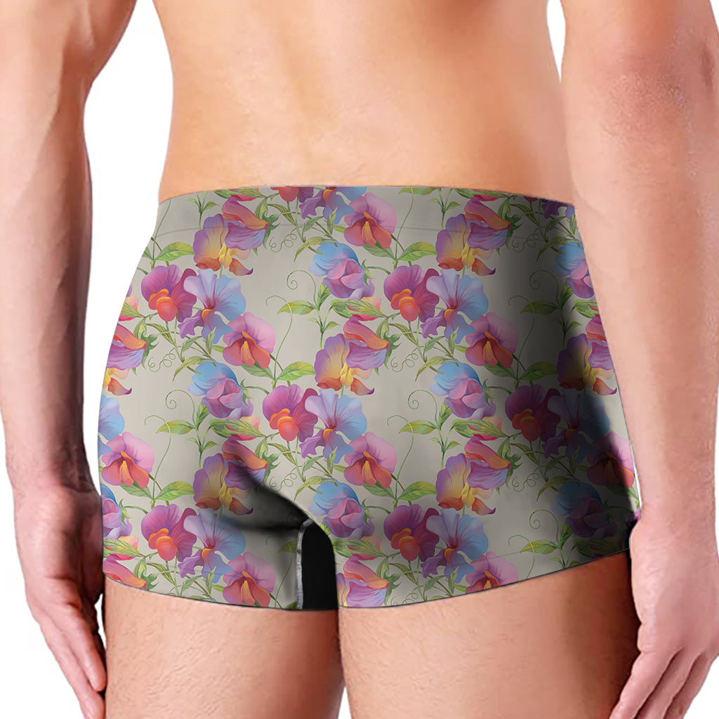 Sweet Pea Flower Pattern Print Men's Boxer Briefs