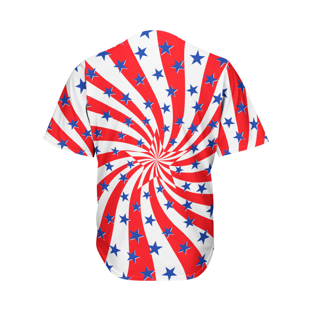 Swirl American Patriotic Star Print Men's Baseball Jersey