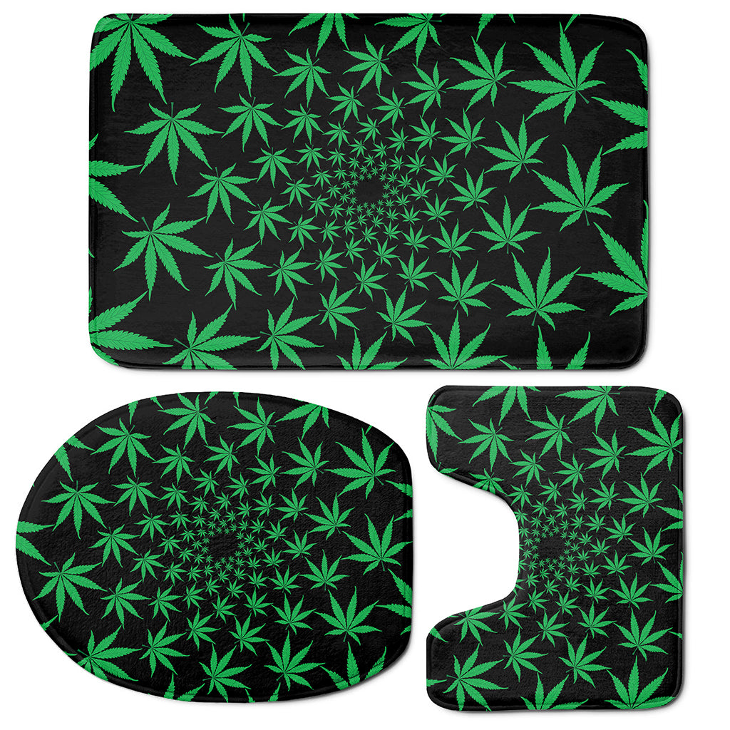 Swirl Cannabis Leaf Print 3 Piece Bath Mat Set