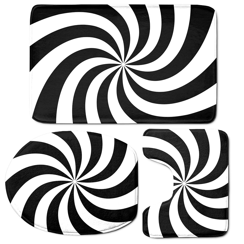 Swirl Optical Illusion Print 3 Piece Bath Mat Set