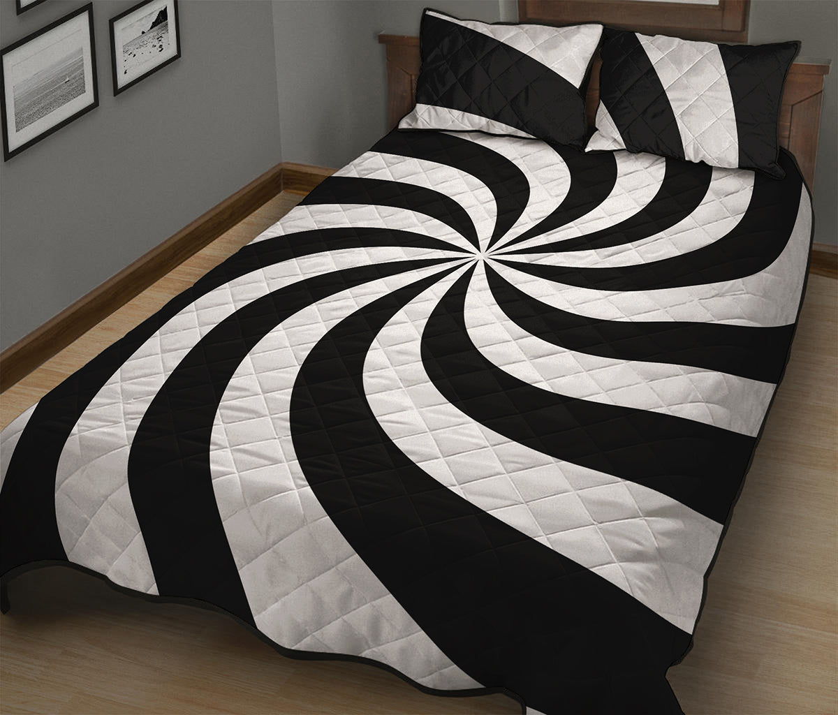 Swirl Optical Illusion Print Quilt Bed Set