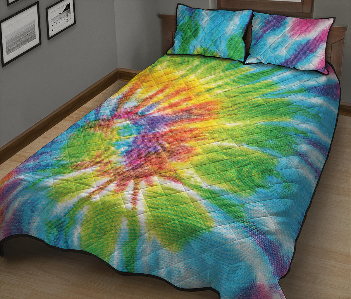 Swirl Tie Dye Print Quilt Bed Set