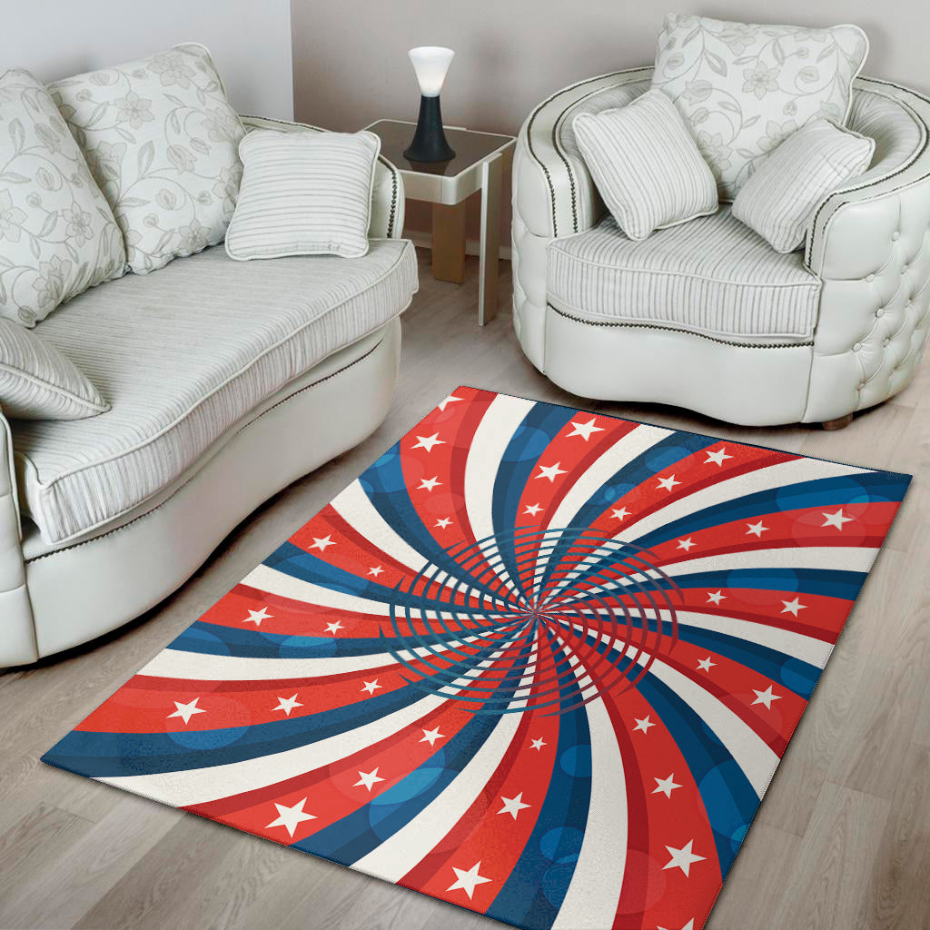 Swirly American Patriotic Print Area Rug