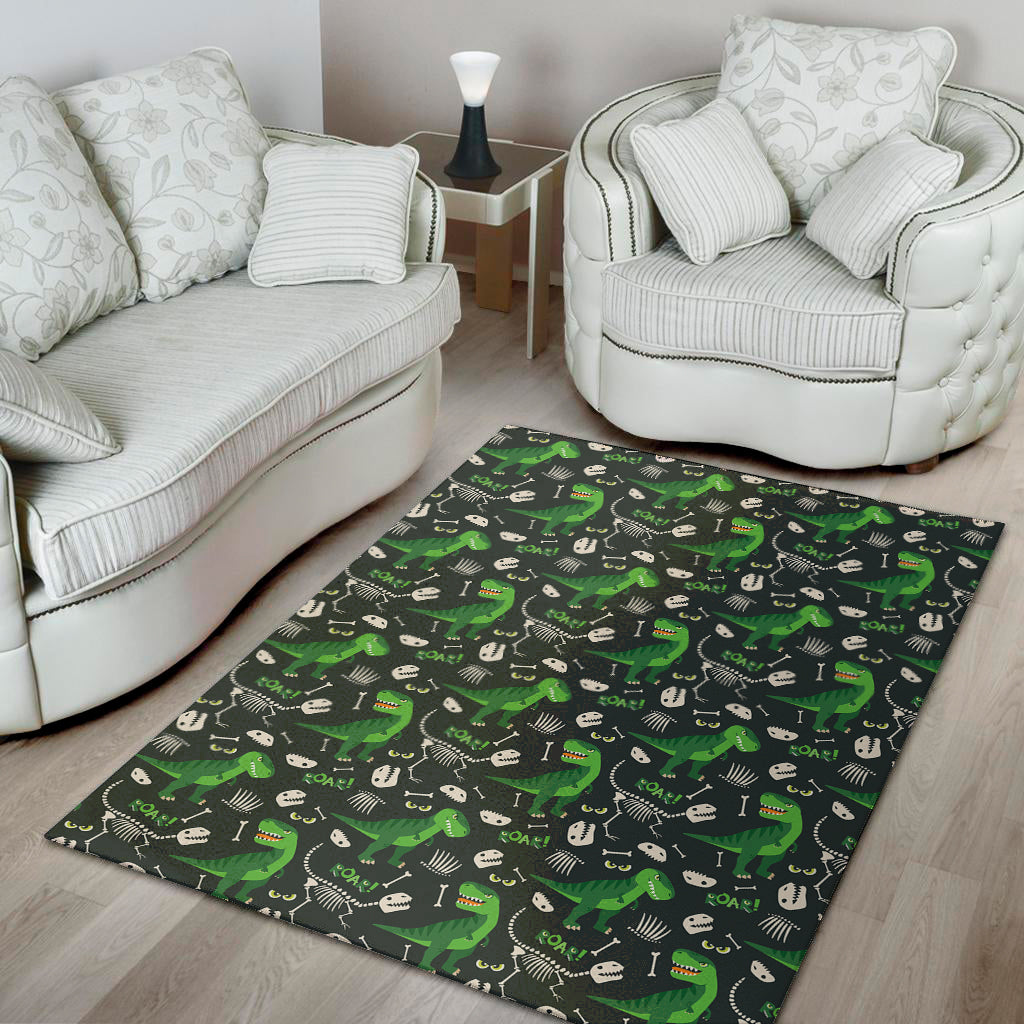 T-Rex And Dino Fossil Pattern Print Area Rug