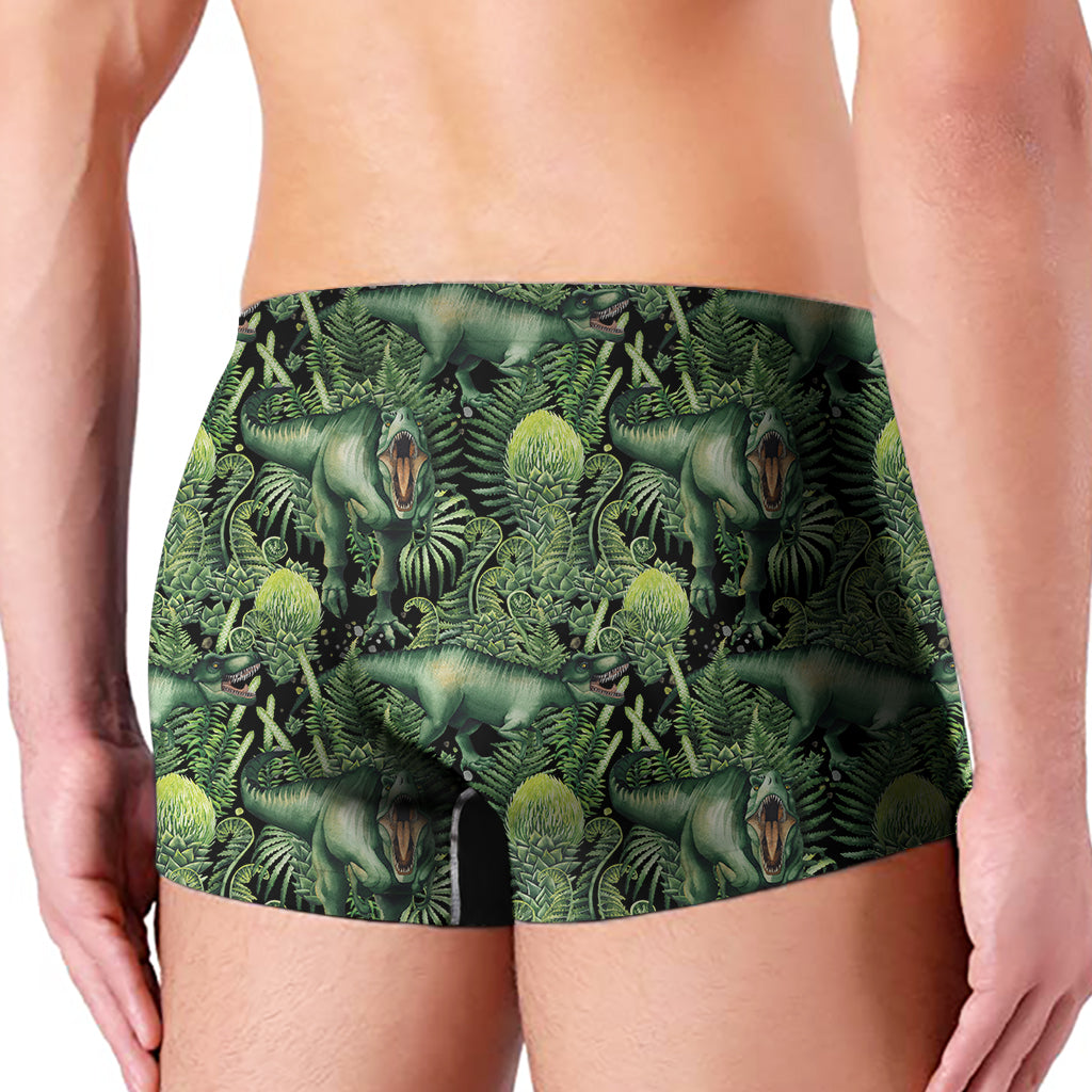 T-Rex Dinosaur And Jurassic Plants Print Men's Boxer Briefs