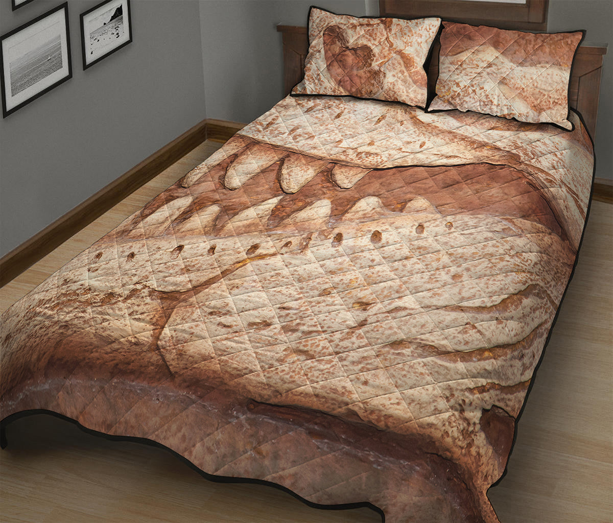 T-Rex Fossil Print Quilt Bed Set